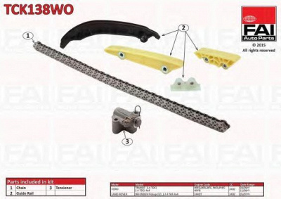 FAI AUTOPARTS tck138wo -  Комплект цепи привода распредвала